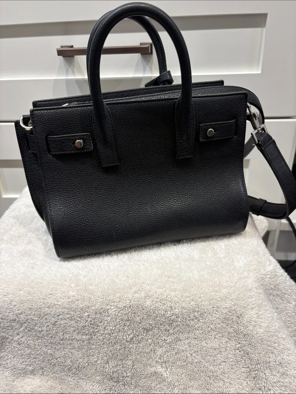 Saint Laurent Nano Sac de Jour. Black pebble grained leather
